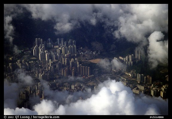 Aerial view of Kowloon. Hong-Kong, China (color)