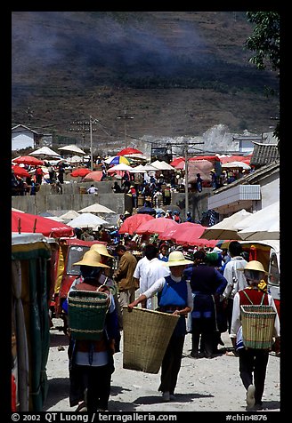 Periphery of  Monday market frequented by hill tribespeople. Shaping, Yunnan, China