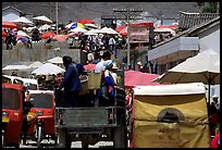 Truck carries villagers to the Monday market. Shaping, Yunnan, China