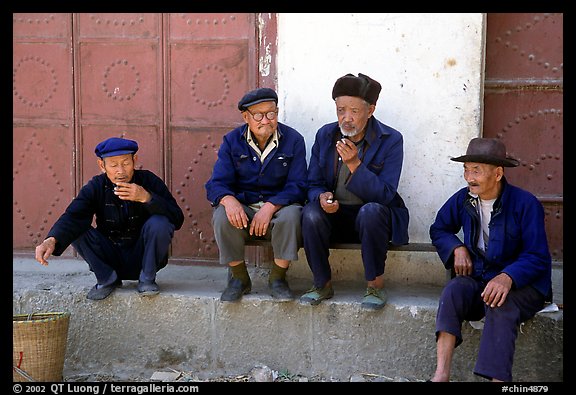 Elderly men. Shaping, Yunnan, China (color)