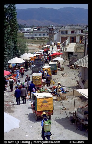 Market and village. Shaping, Yunnan, China (color)