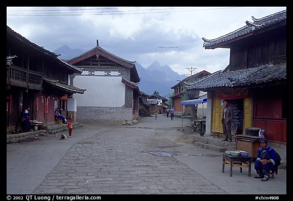 Main village plaza. Baisha, Yunnan, China (color)