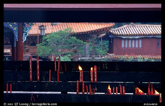 Incense stand in the central courtyard of Yantong Si. Kunming, Yunnan, China (color)