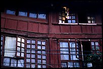 Detail of old wooden house. Kunming, Yunnan, China (color)