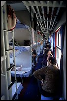 Inside a hard sleeper car train.