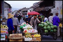 Fruits for sale on an old street. Dali, Yunnan, China