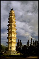 One of the two 10-tiered pagodas flanking Quianxun Pagoda. Dali, Yunnan, China