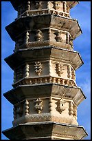 Detail of one of the two 10-tiered pagodas flanking Quianxun Pagoda. Dali, Yunnan, China ( color)