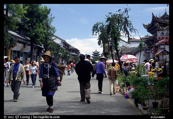 On one of the recently enlarged pedestrian streets. Dali, Yunnan, China (color)