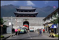 West gate with Cang Shan mountains in the background. Dali, Yunnan, China ( color)