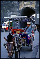 Horse carriage next to the North gate. Dali, Yunnan, China