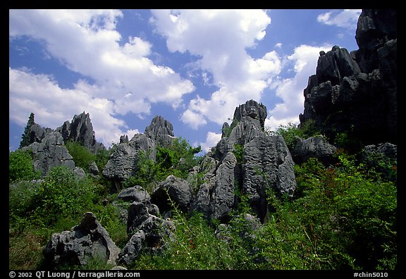 Among the limestone peaks of the Stone Forest. Shilin, Yunnan, China (color)