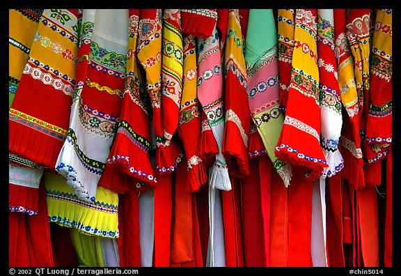 Sani dresses for sale. Shilin, Yunnan, China (color)