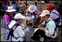 Sani women making embroidery. Shilin, Yunnan, China