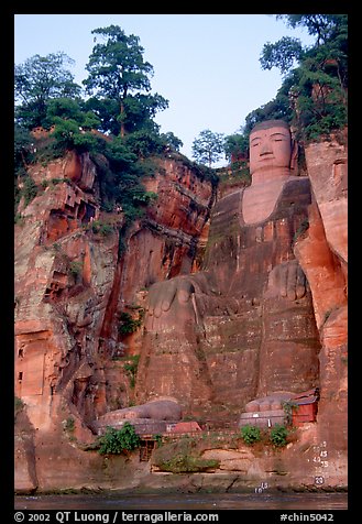 Da Fo (Grand Buddha) seen from the river. Leshan, Sichuan, China (color)