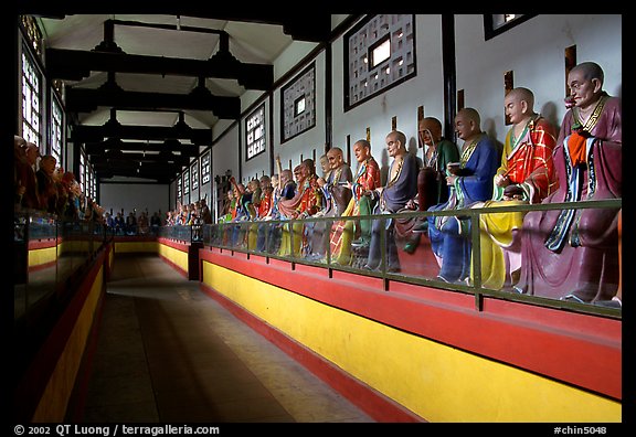 Some of the 1000 Terracotta arhat monks in Luohan Hall. Leshan, Sichuan, China