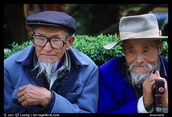 Elderly Naxi men. Lijiang, Yunnan, China