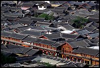 Rooftops of the old town seen from Wangu tower. Lijiang, Yunnan, China