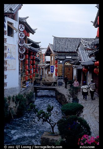 Early morning along a canal. Lijiang, Yunnan, China (color)