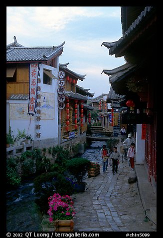 Early morning along a canal. Lijiang, Yunnan, China