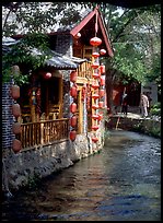 Houses along a canal. Lijiang, Yunnan, China