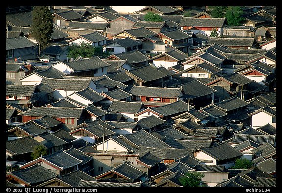 Old town Rooftops seen from Wangu tower. Lijiang, Yunnan, China