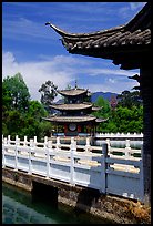 Pavillons in Black Dragon Pool Park. Lijiang, Yunnan, China