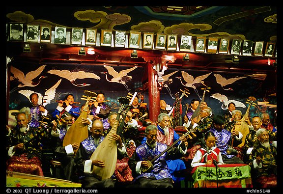 Naxi orchestra in Dayan Naxi concert hall. Lijiang, Yunnan, China