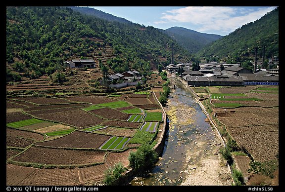 Village on the road between Lijiang and Panzhihua.  (color)