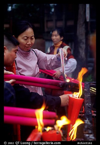 Burning incense batons at Wannian Si. Emei Shan, Sichuan, China