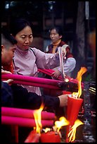 Burning incense batons at Wannian Si. Emei Shan, Sichuan, China ( color)