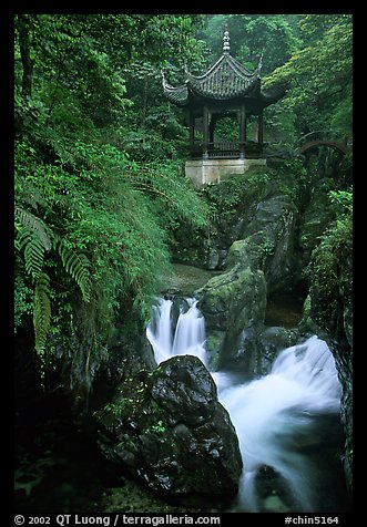 Waterfall beneath Qingyin pavillon. Emei Shan, Sichuan, China (color)