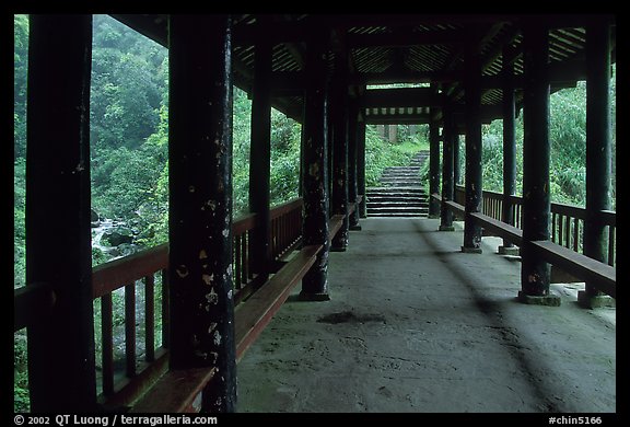 Covered bridge between Qingyin and Hongchunping. Emei Shan, Sichuan, China