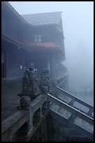 Xiangfeng temple in the fog. Emei Shan, Sichuan, China