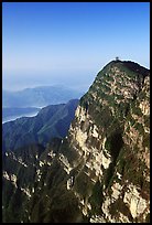 Wanfo Ding  temple perched on a precipituous cliff. Emei Shan, Sichuan, China ( color)