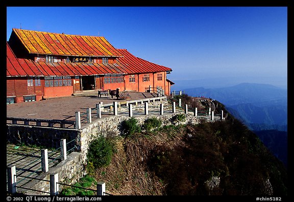 Jinding Si temple in the morning. Emei Shan, Sichuan, China (color)