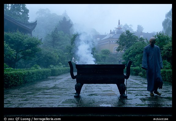 Monk in Wannian Si. Emei Shan, Sichuan, China (color)