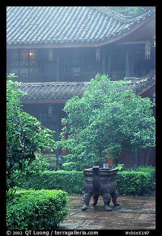 Wannian Si temple in the fog. Emei Shan, Sichuan, China