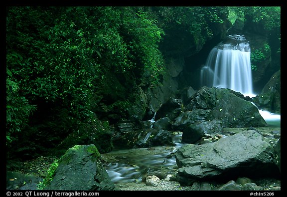 Waterfall between Qingyin and Hongchunping. Emei Shan, Sichuan, China (color)