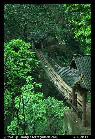 Suspension bridge between Qingyin and Hongchunping. Emei Shan, Sichuan, China