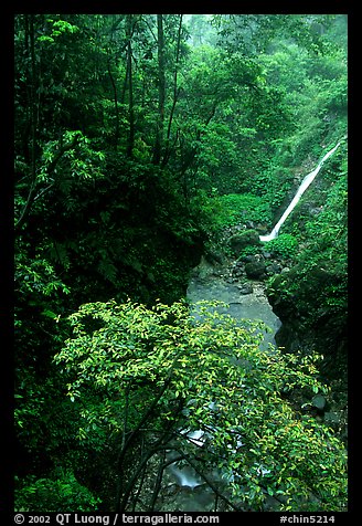 Waterfall between Qingyin and Hongchunping. Emei Shan, Sichuan, China (color)