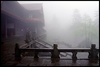 Xiangfeng temple in fog. Emei Shan, Sichuan, China