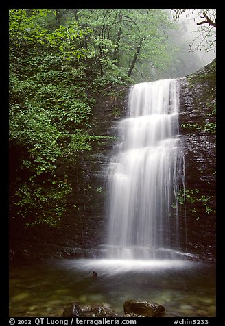 Waterfall between Xiangfeng and Yuxian. Emei Shan, Sichuan, China (color)