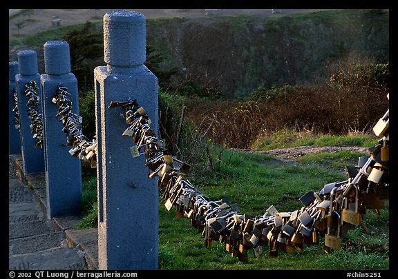 Chain locks added by pilgrims. Emei Shan, Sichuan, China (color)