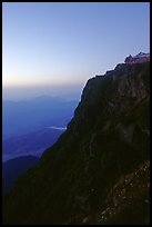 Sunset on Jinding Si (Golden Summit), perched on a steep cliff. Emei Shan, Sichuan, China