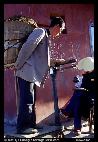 Porter gets his load weighted,. Emei Shan, Sichuan, China