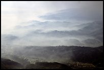 Receding ridges in fog, seen from Jinding Si, morning. Emei Shan, Sichuan, China