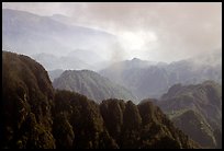 Forest-covered slopes and ridges of Emei Shan. Emei Shan, Sichuan, China