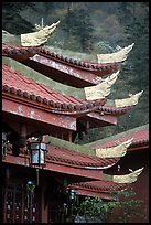 Roof detail of Jieyin Palace. Emei Shan, Sichuan, China