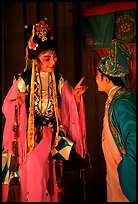 Two characters of Sichua opera on stage. Chengdu, Sichuan, China